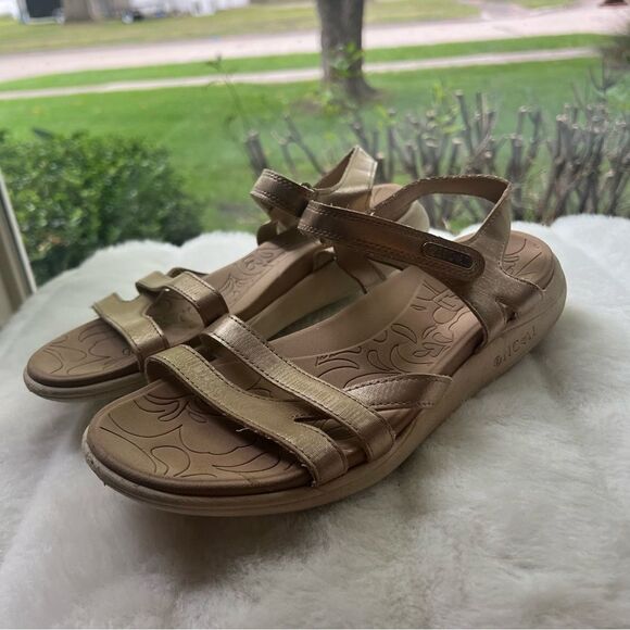 ONCAI Sandals Orthotic Arch Support Leather Lightweight Comfort Gold/Khaki Sz 9 - Picture 12 of 16